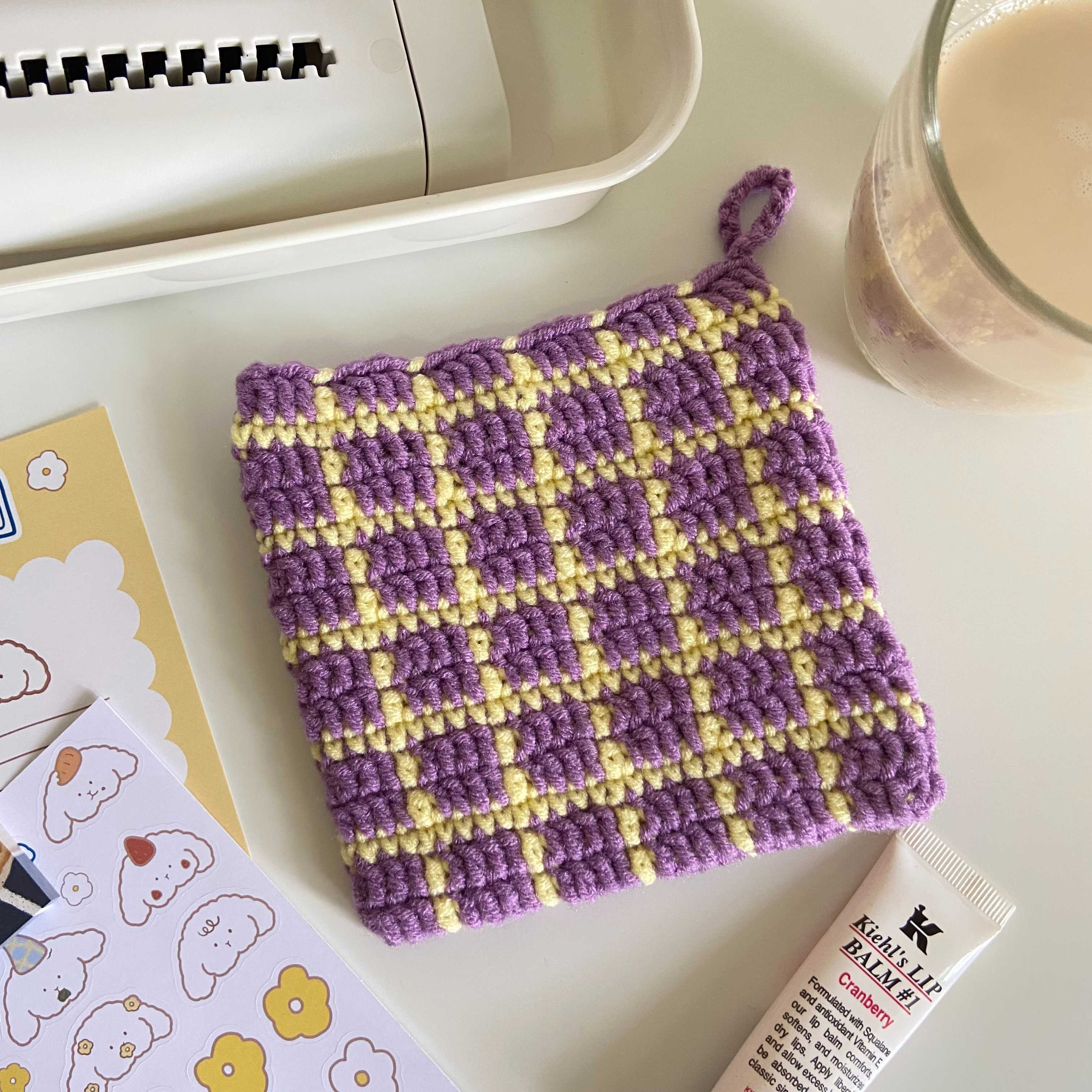 square addict coaster : purple&yellow