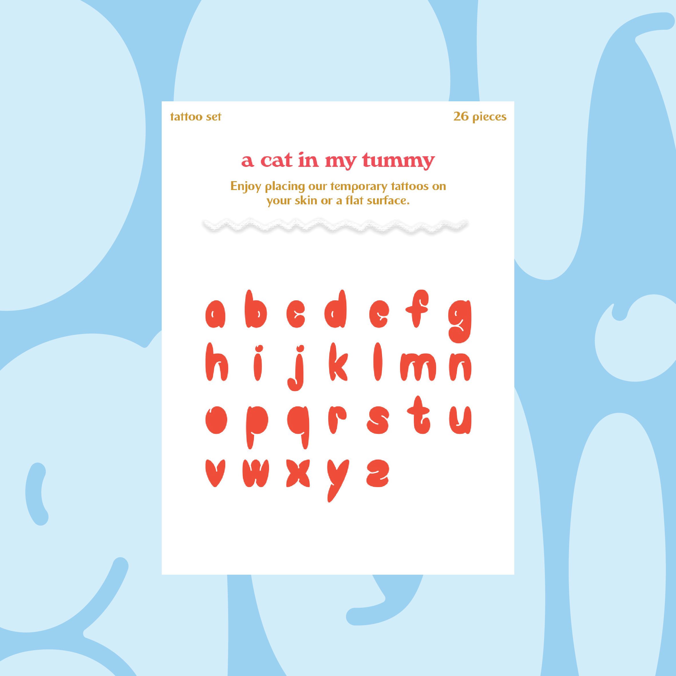 Tattoo Set – Red lowercase penguin letters