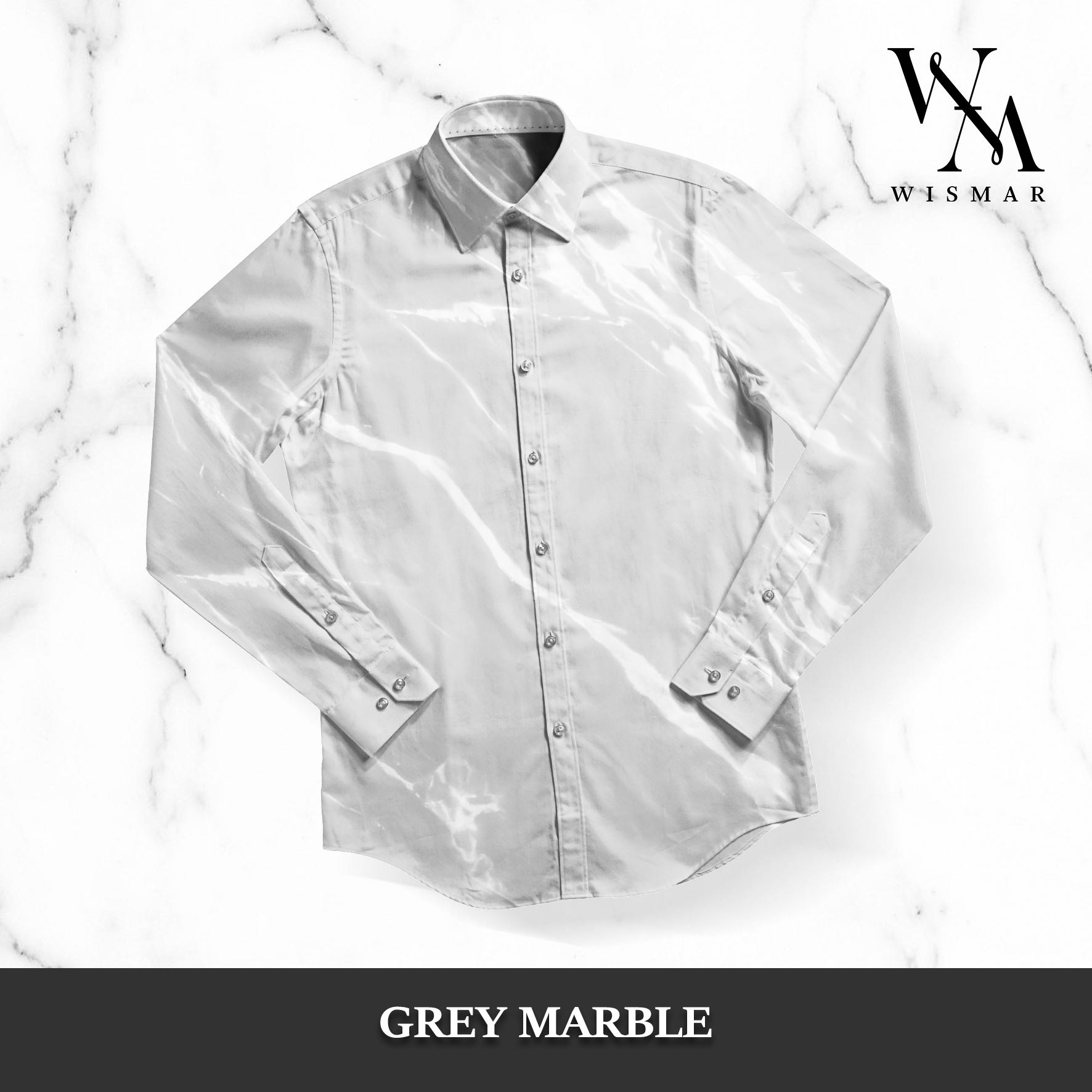 เสื้อเชิ้ตแขนยาวลายหินอ่อน(สีเทา):Grey Marble Shirt (Long-sleeved)