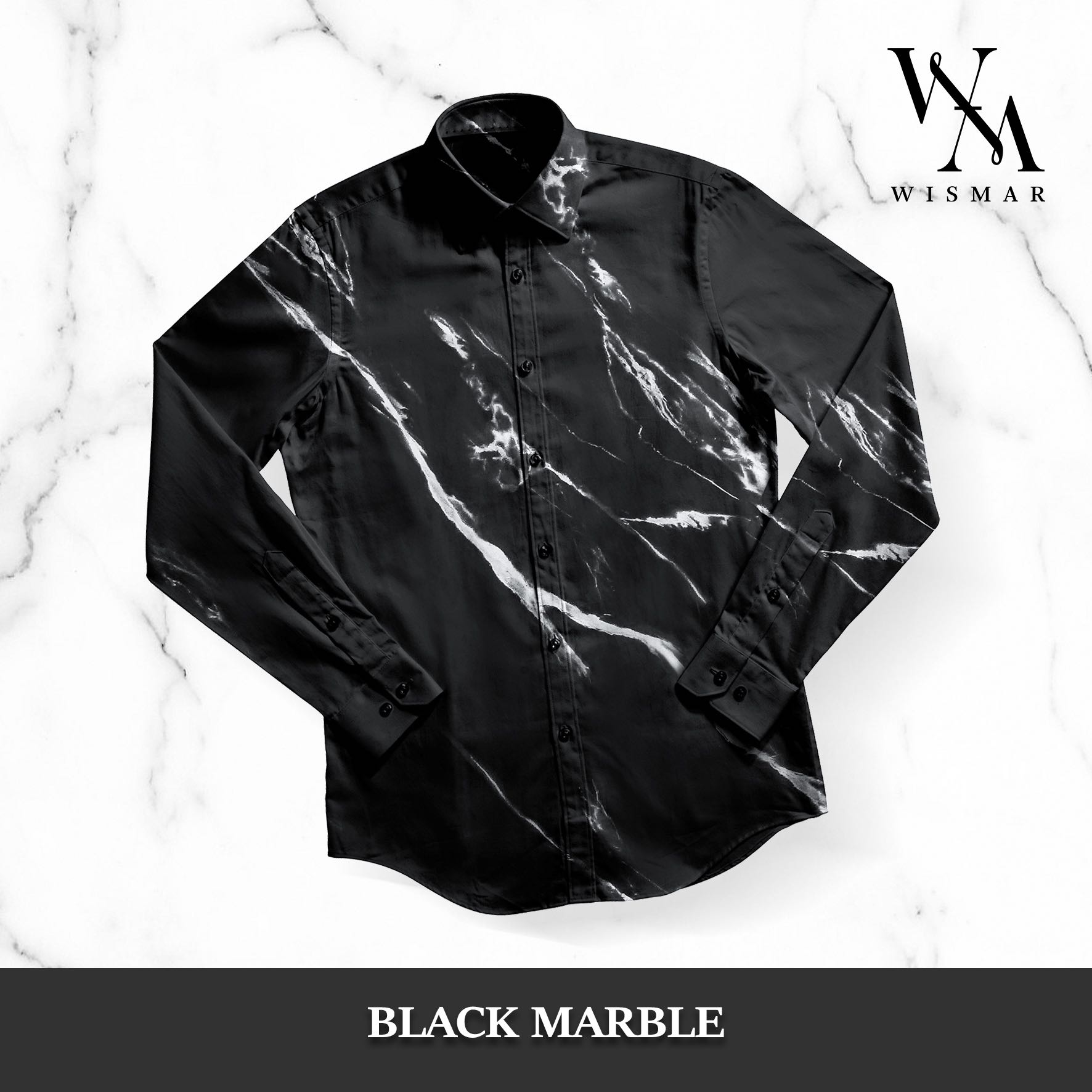 เสื้อเชิ้ตแขนยาวลายหินอ่อน(สีดำ):Black Marble Shirt (Long-sleeved)