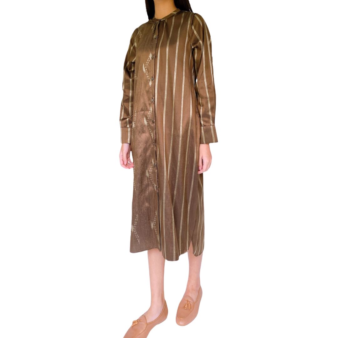 Long-sleeved silk dress
