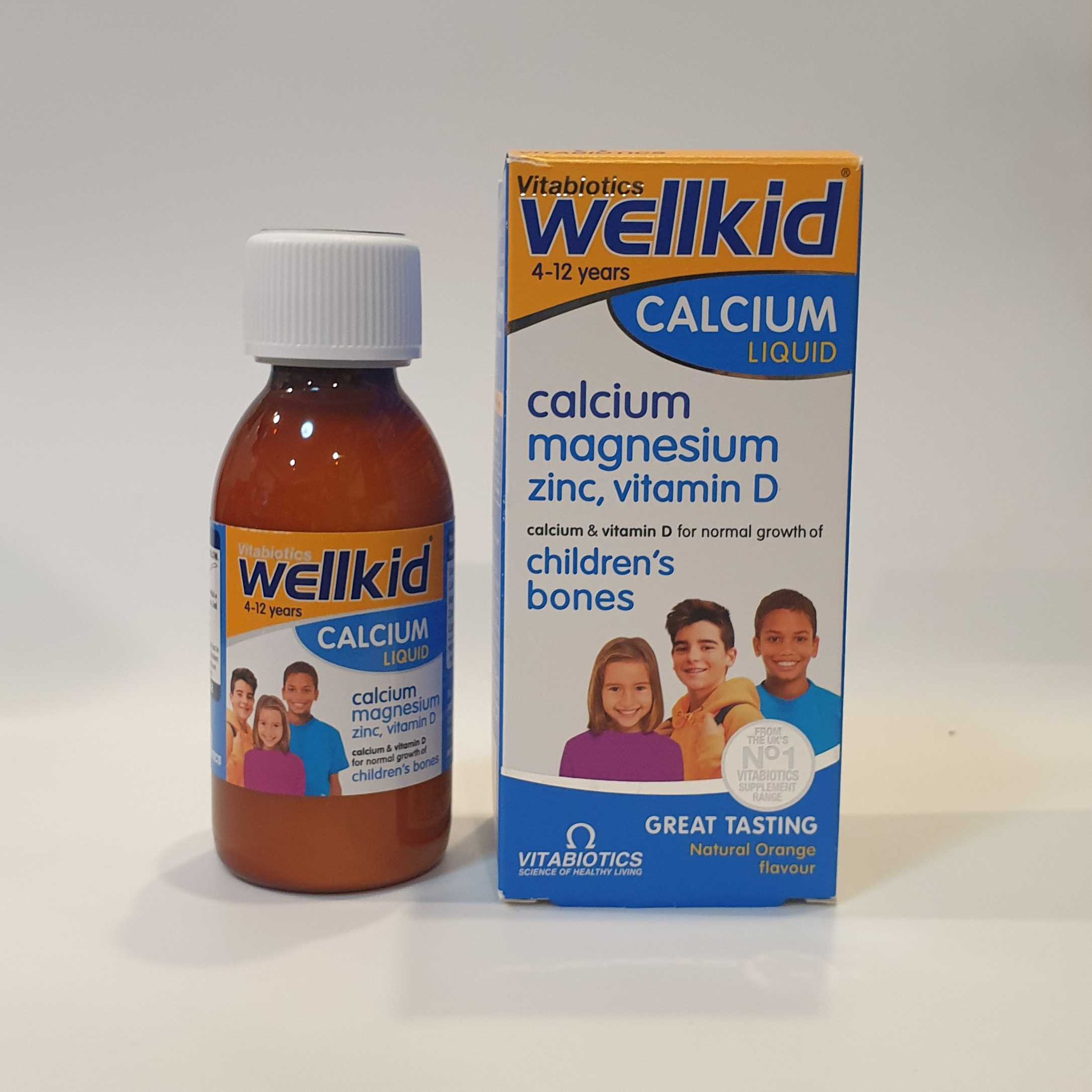 วิตามินเสริม แคลเซียมสำหรับเด็ก  Vitabiotics WellKid Calcium Liquid , 150ml , นำเข้าอังกฤษ