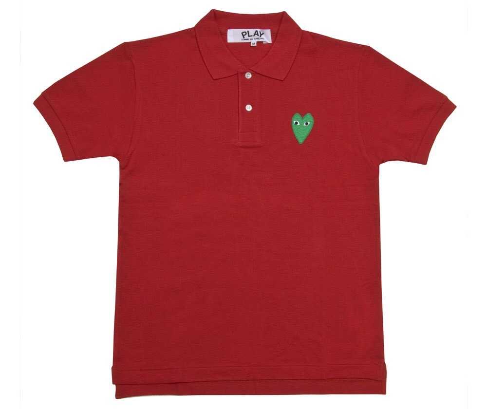PLAY COMME des GARÇONS POLO SHIRT WITH GREEN HEART (RED)