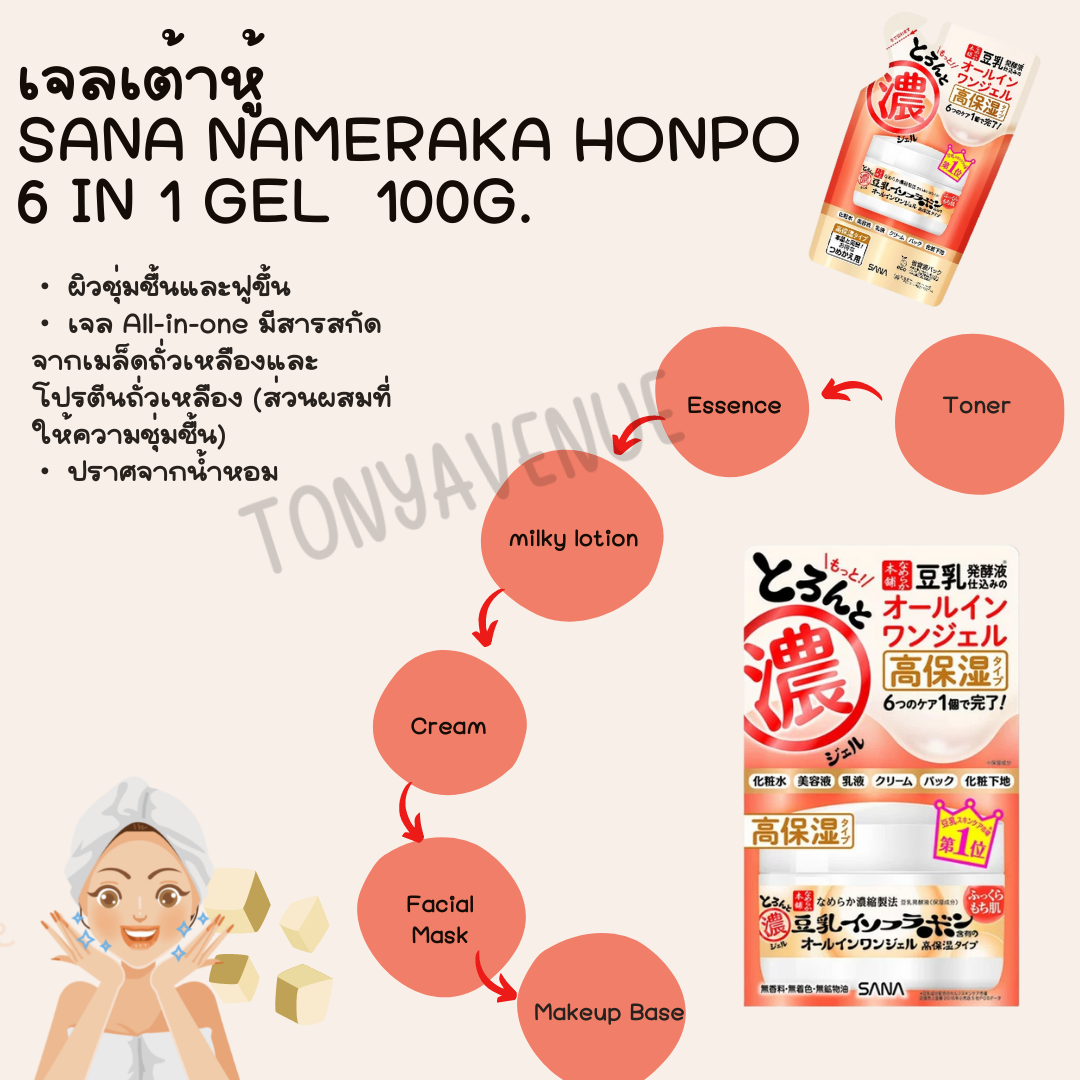 เจลเต้าหู้ Sana Nameraka Honpo 6 in 1 gel  100g.