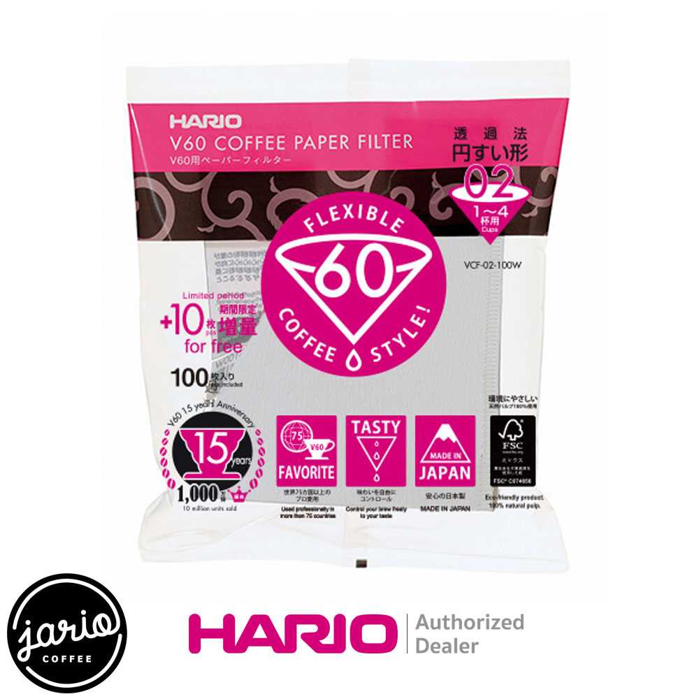 JARIO x HARIO กระดาษกรองกาแฟ HARIO V60 (แท้จากญี่ปุ่น) 100 แผ่น Drip Pour-Over Coffee Filter