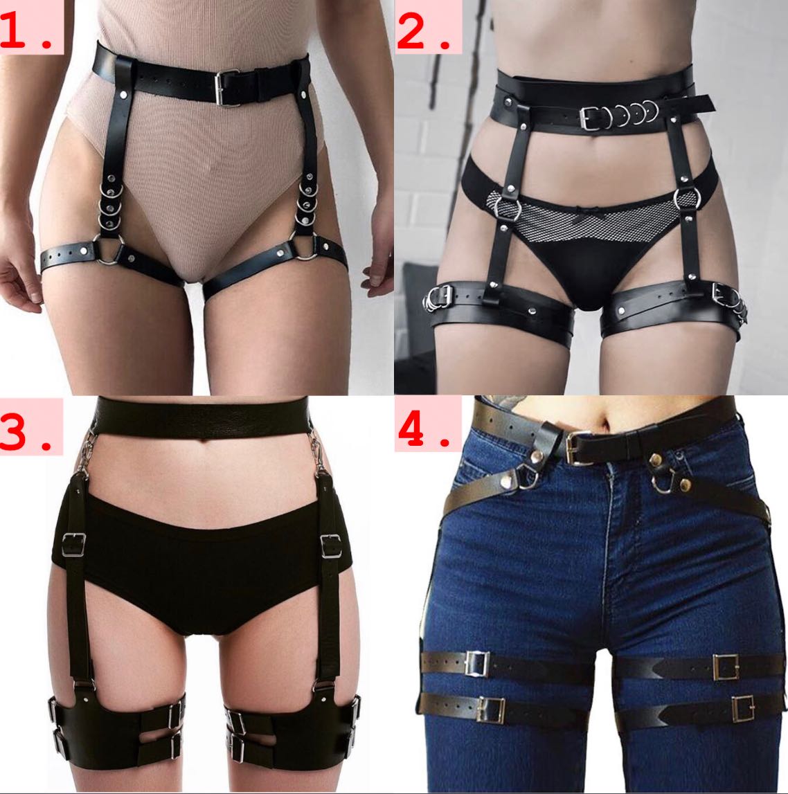 พร้อมส่ง🖤[W3]สายหนังรัดขา