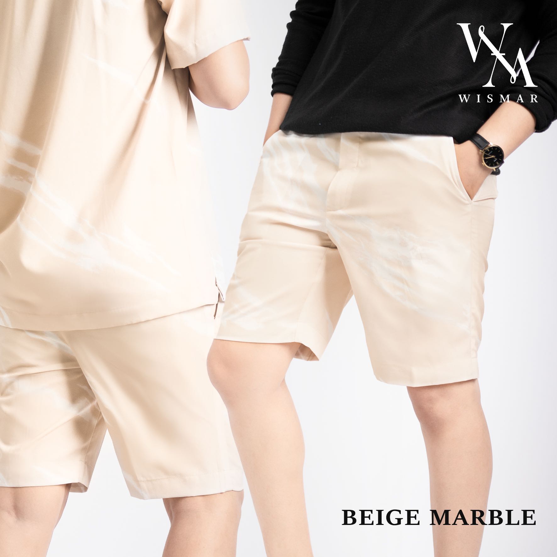 กางเกงขาสั้นลายหินอ่อน(สีเบจ) : Beige Marble Short Pant