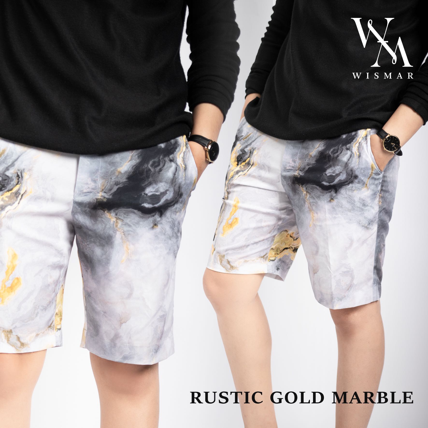 กางเกงขาสั้นลายหินอ่อน(รัสติคโกลด์) : Rustic Gold Marble Short Pant
