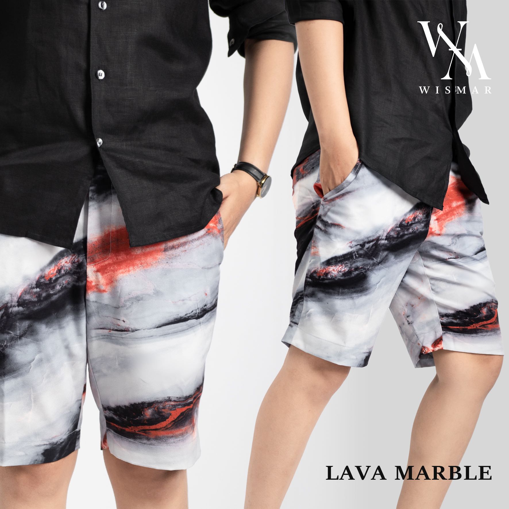 กางเกงขาสั้นลายหินอ่อน(สีลาวา) : Lava Marble Short Pant