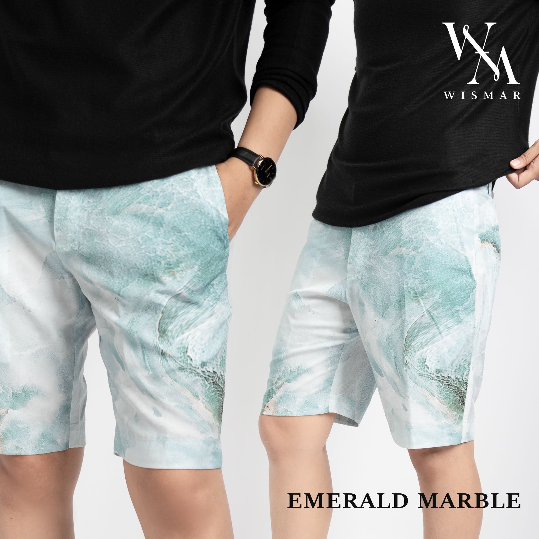 กางเกงขาสั้นลายหินอ่อน(สีอีเมอรัลด์) : Emerald Marble Short Pant