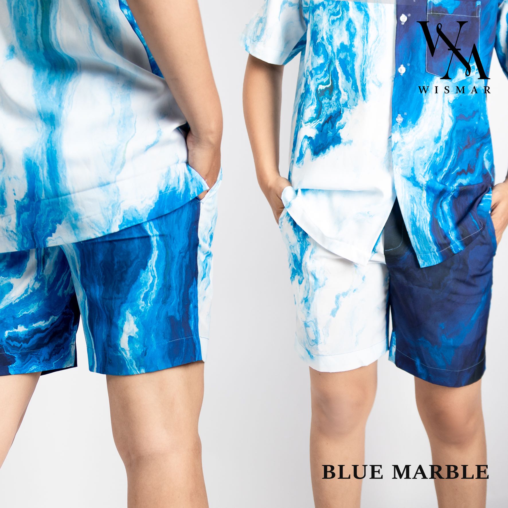 กางเกงขาสั้นลายหินอ่อน(สีบลู) : Blue Marble Short Pant