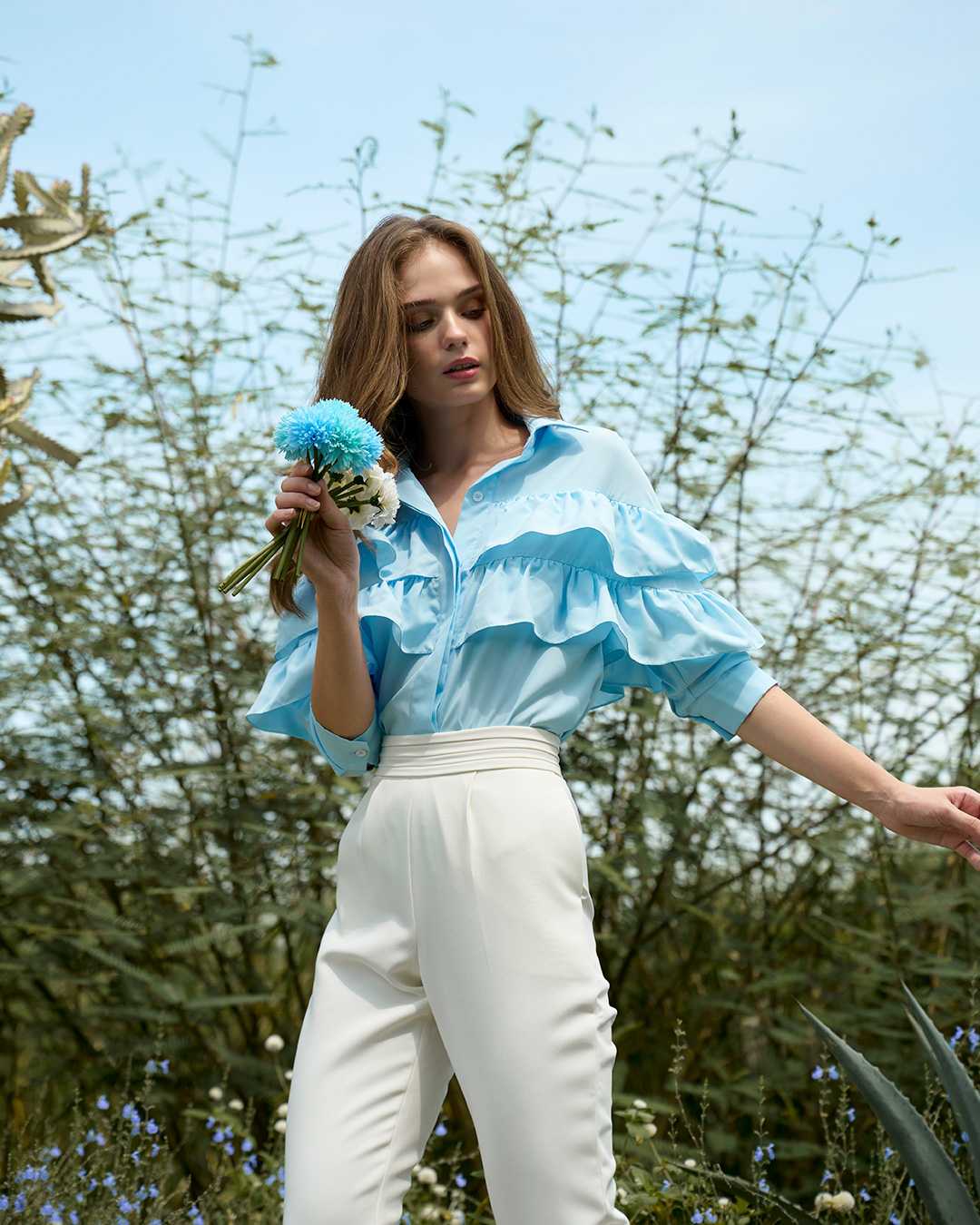 ALLAMODA - Zinnia Shirt (Sky Blue, Midnight Navy)