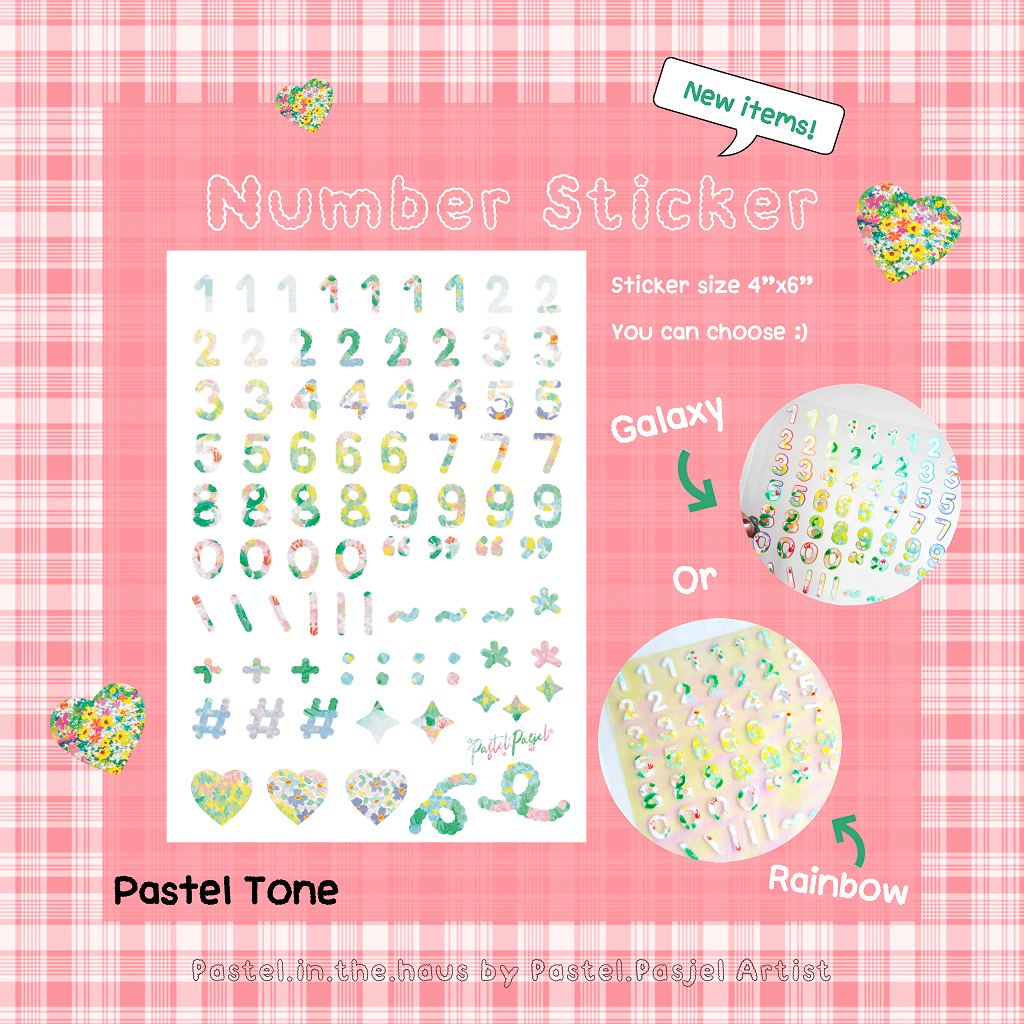 🖼️Sticker (A6) : Number Pastel