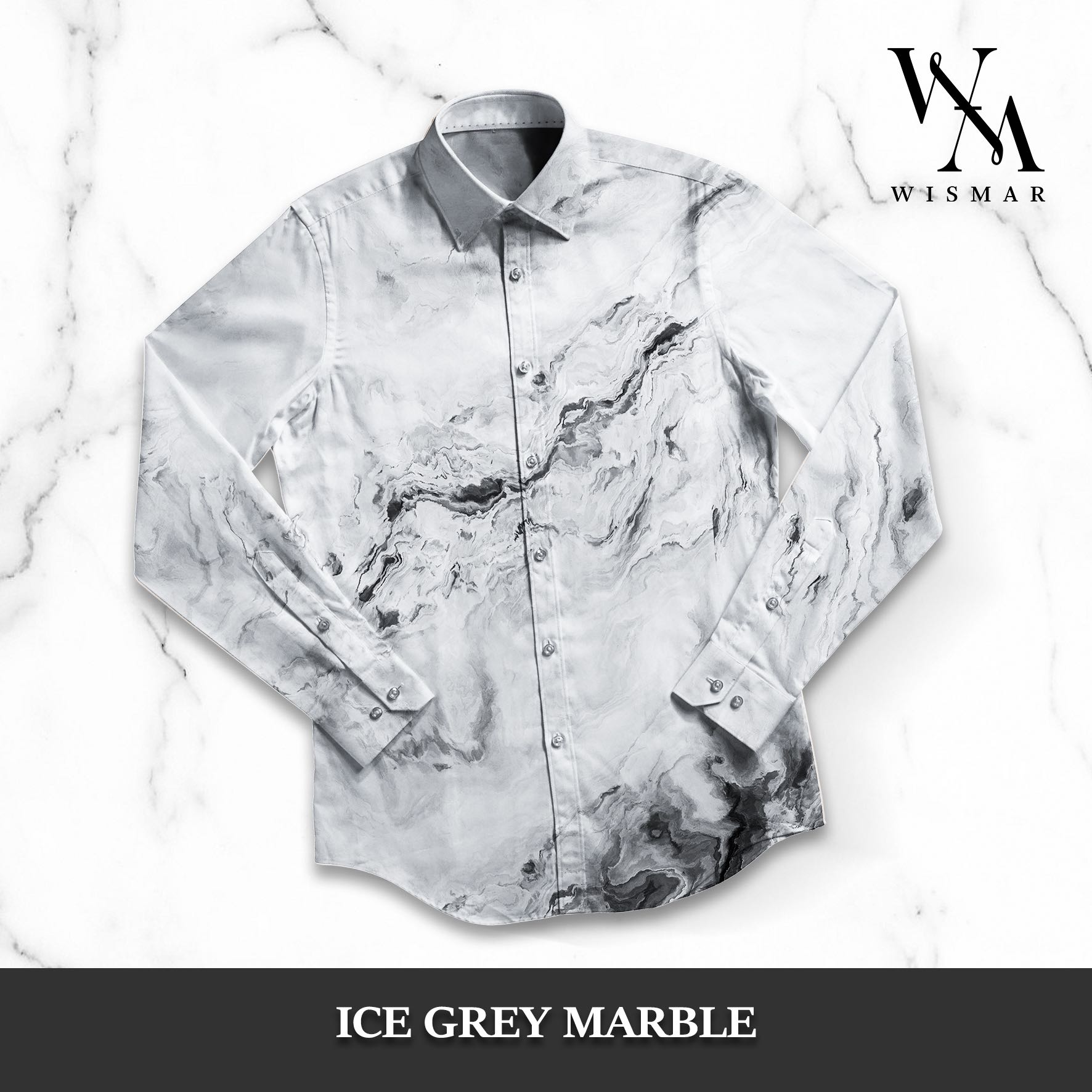 เสื้อเชิ้ตแขนยาวลายหินอ่อน(ไอซ์เกรย์): Ice Grey Marble Shirt (Long-sleeved)