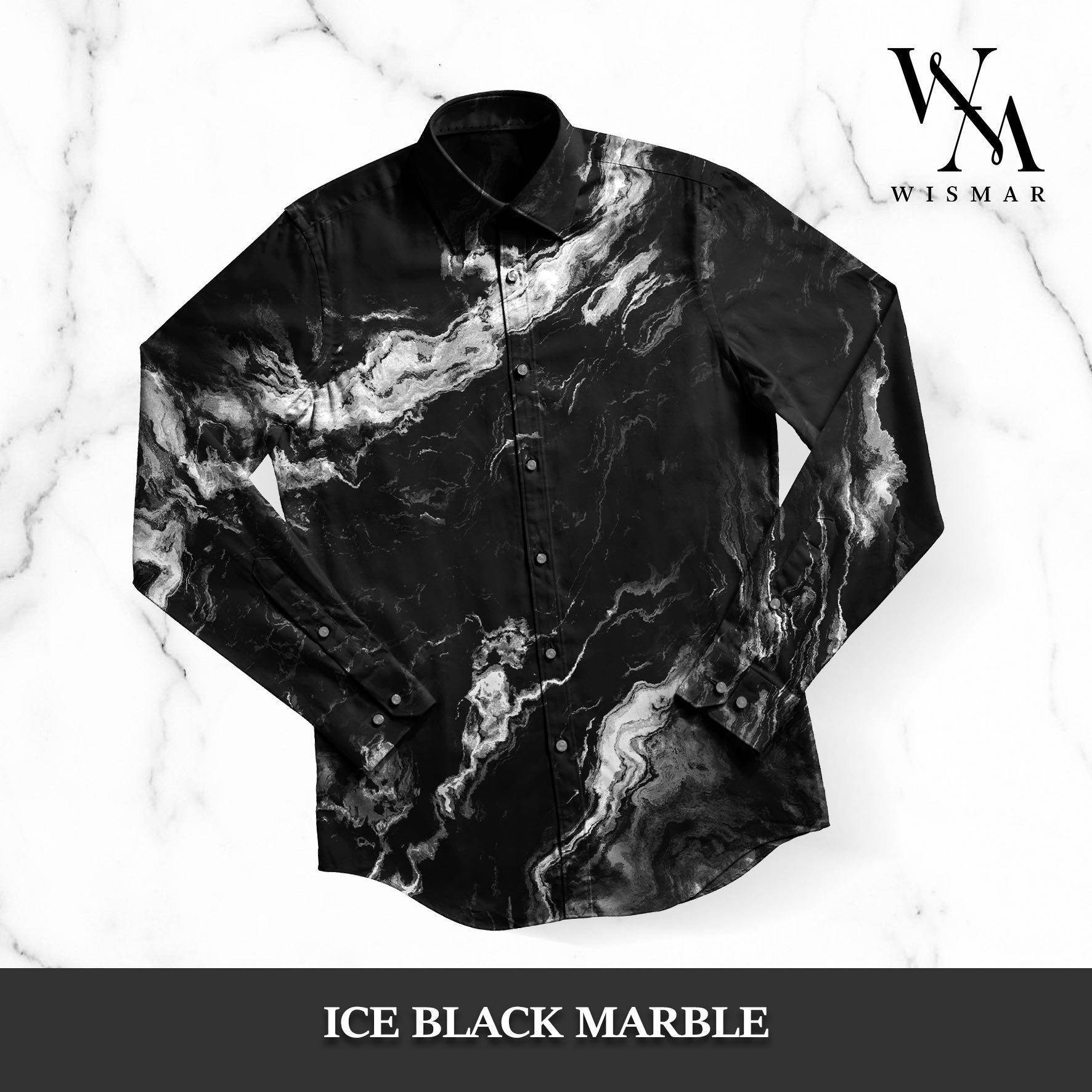 เสื้อเชิ้ตแขนยาวลายหินอ่อน(สีไอซ์แบล็ค):Ice Black Marble Shirt (Long-sleeved)