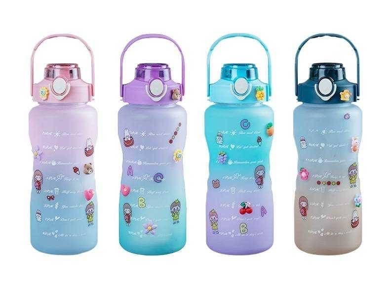 กระบอกน้ำ 2 ลิตร แถมฟรี‼️ สติกเกอร์ + การ์ตูน 3D 185 ส่งฟรี