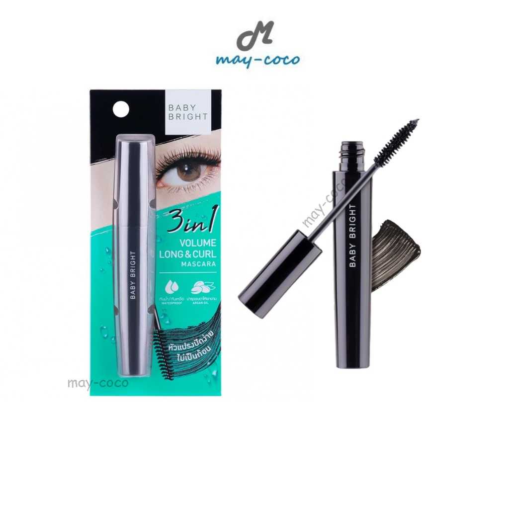มาสคาร่า Baby Bright 3in1 Volume Long & Curl Mascara ขนตาเด้ง ปัดขนตา มาสคาร่ากันน้ำ แปรงปัดขนตา