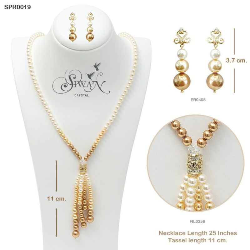 Tassel Pearl Set - Golden Tone