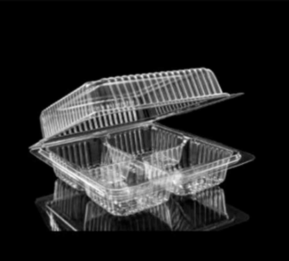 P101BX217B  กล่องขนม 4ช่องพับใส(ห่อ100ชุด)