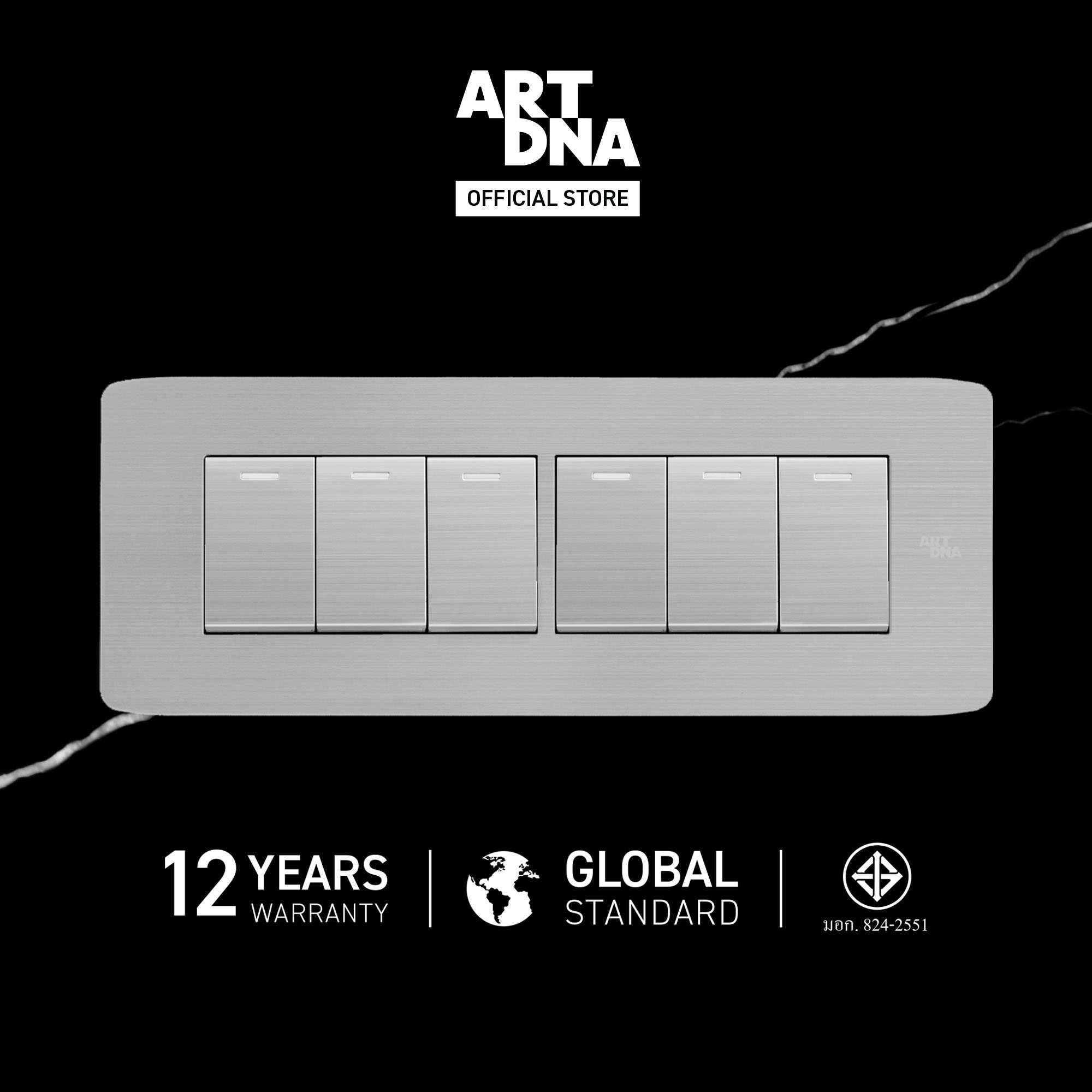 ART DNA  รุ่น A89 Switch 6 Gang Size S สีสแตนเลส ขนาด 2x6 สวิตซ์ไฟโมเดิร์น สวิตซ์ไฟสวยๆ
