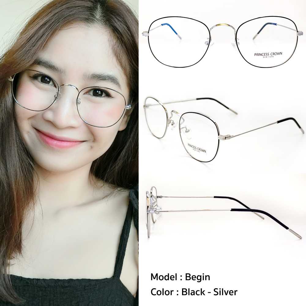 แว่นตาสำหรับผู้หญิง ยี่ห้อ Princess Crown รุ่น Begin สี Black - Silver