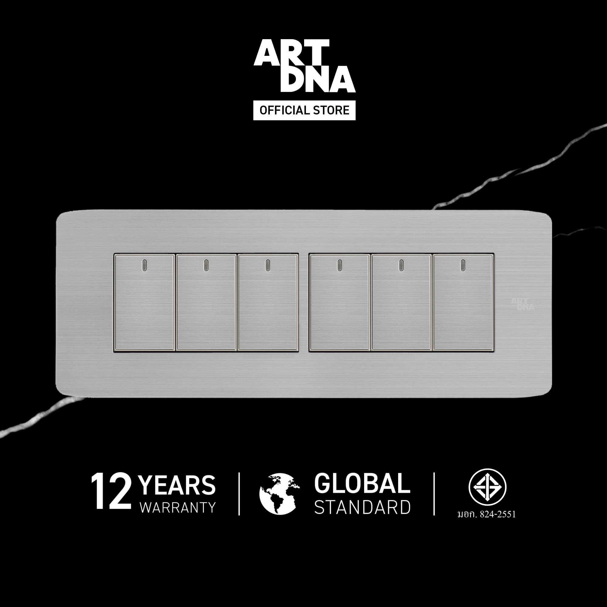 ART DNA  รุ่น A89 Switch LED 6 Gang Size S สีสแตนเลส ขนาด 2x6 สวิตซ์ไฟโมเดิร์น สวิตซ์ไฟสวยๆ