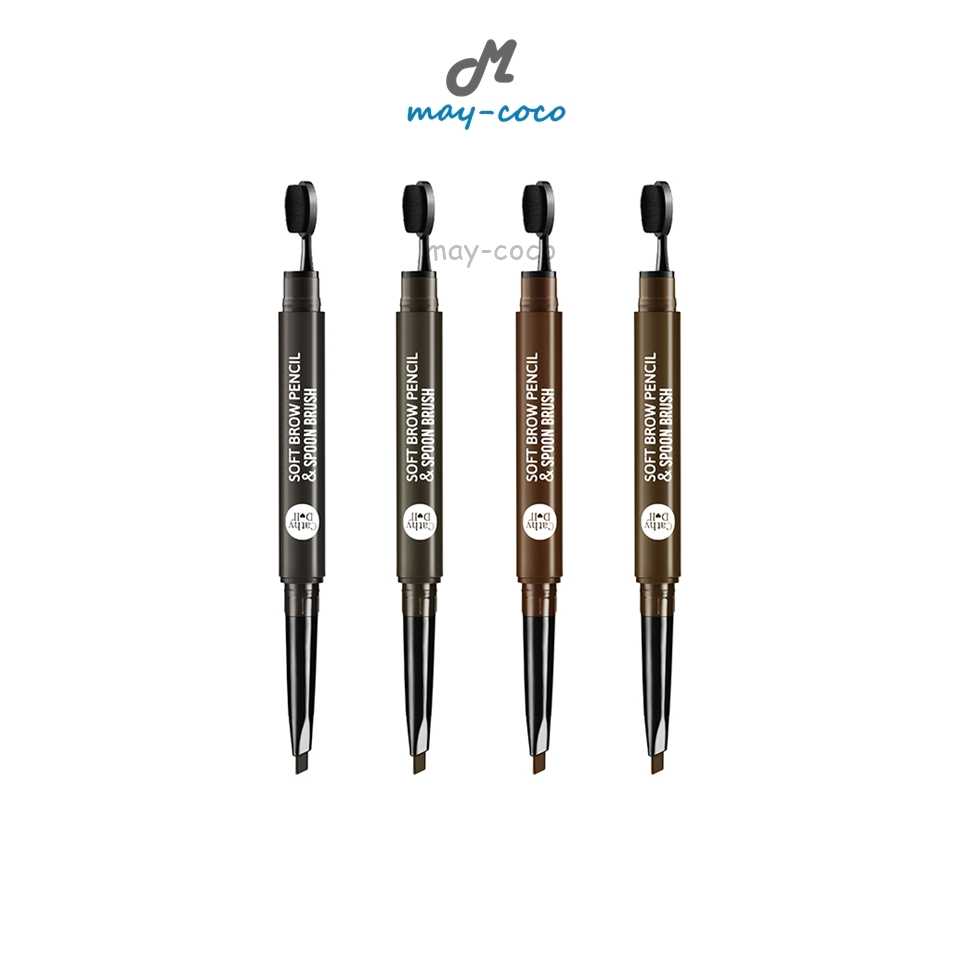 ดินสอเขียนคิ้ว Cathy Doll Soft Brow Pencil & Spoon Brush เขียนคิ้ว แปรงปัดคิ้ว แปรงช้อน คิ้วสวย