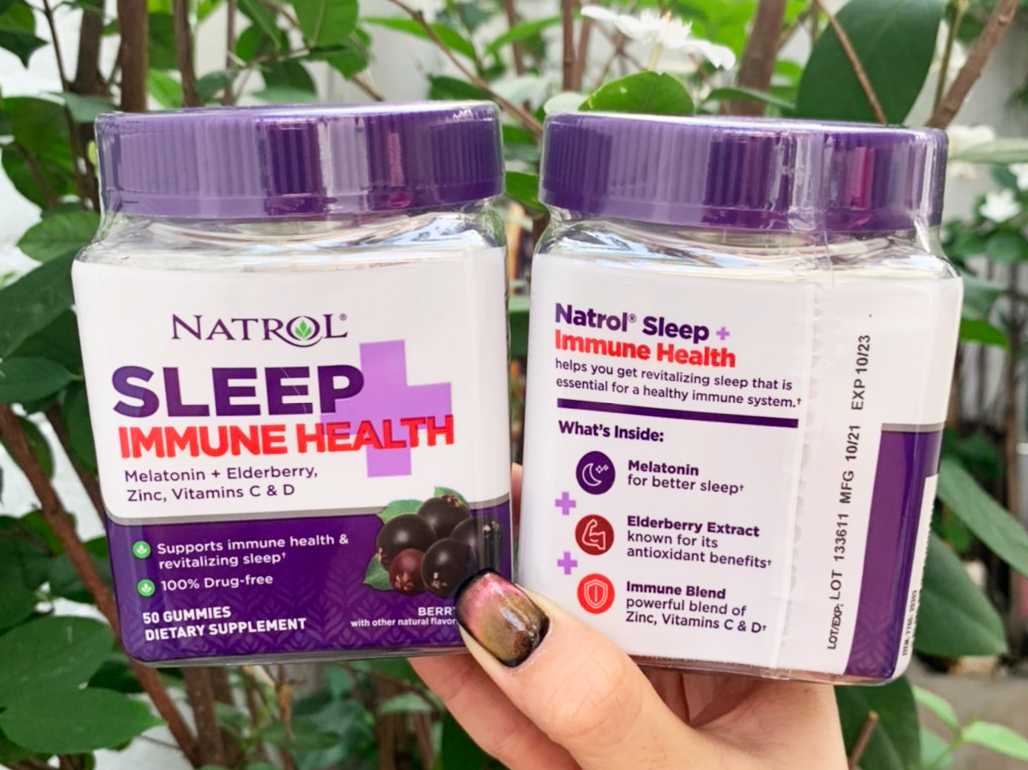 Natrol Sleep + Immune Health Gummies (Melatonin 6mg + Elderberry, Zinc, Vitamins C & D) บรรจุ 50 ชิ้