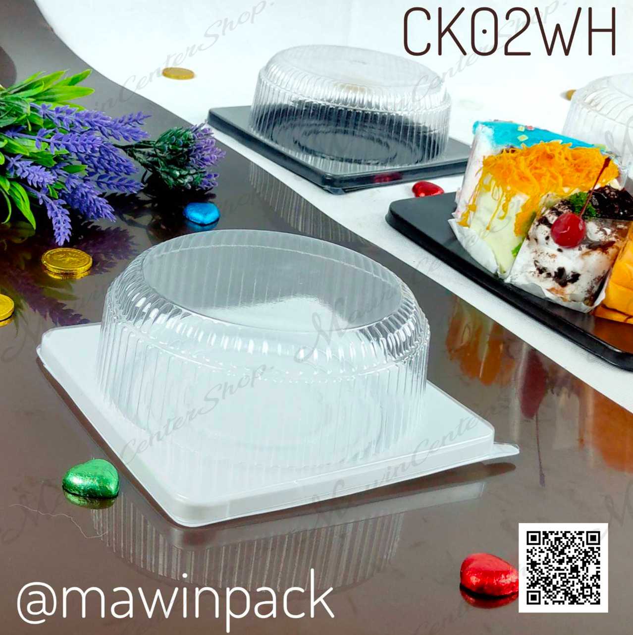 P101CK02WH กล่องเค้กเหลี่ยม 1ปอนด์ ฐานขาว ภายใน  16.7 เซน(ห่อ25 ลัง150ชุด)