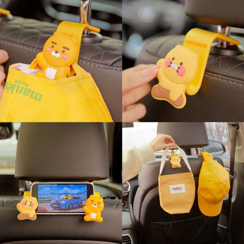 ( พร้อมส่ง ) Kakaofriends Car Seat Headrest Hook Ryan & Choonsik ที่แขวนของบนรถ