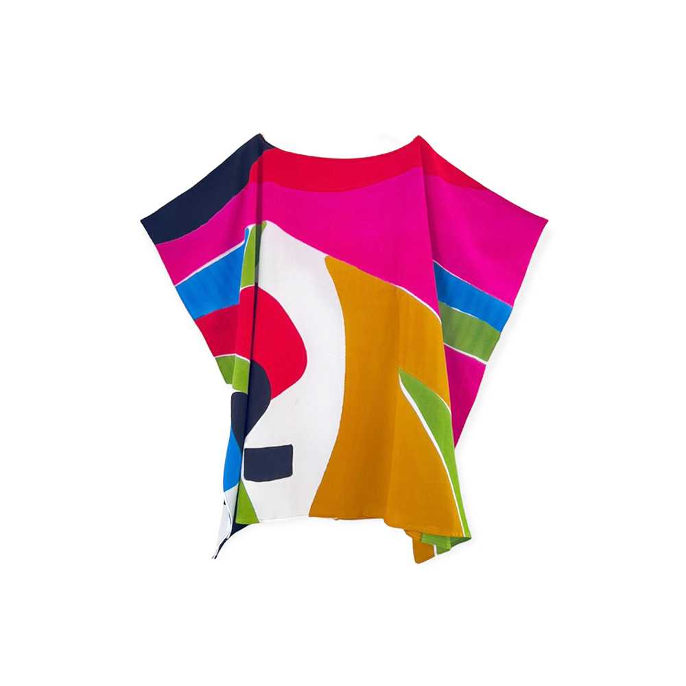 (Pre-order)Poncho Blouse Big Size Cotton Rayon Hand paint For Summer Beach Vacation
