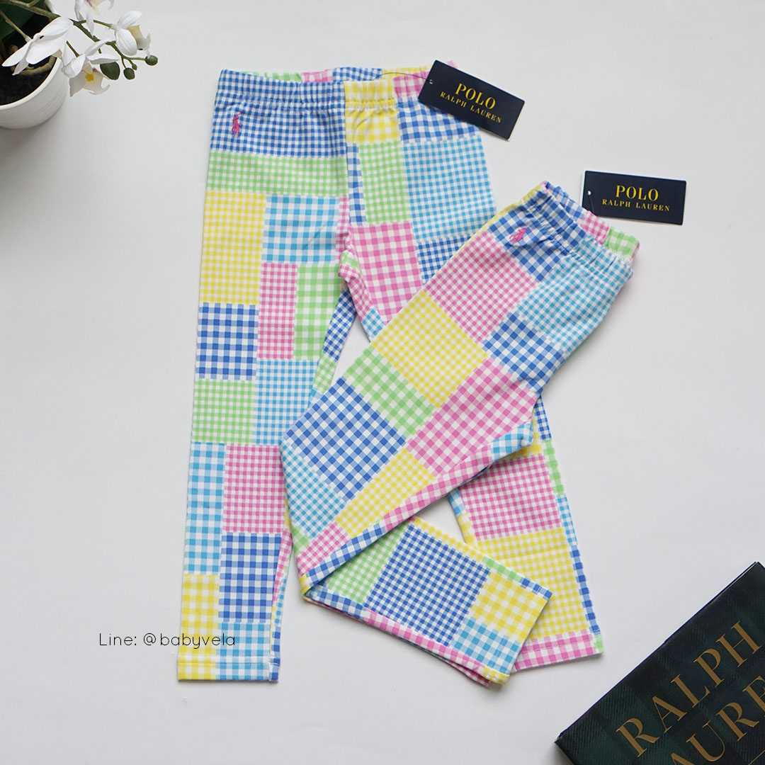 Girls Mixed-Gingham Jersey Leggings (Rainbow)