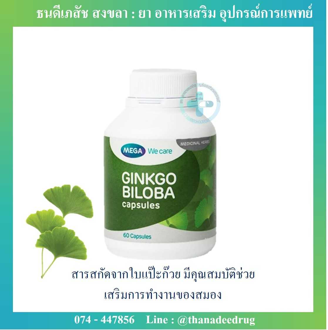Mega We Care Ginkgo Biloba เมก้า วี แคร์ จิงโกะ บรรจุ 60 แคปซูล