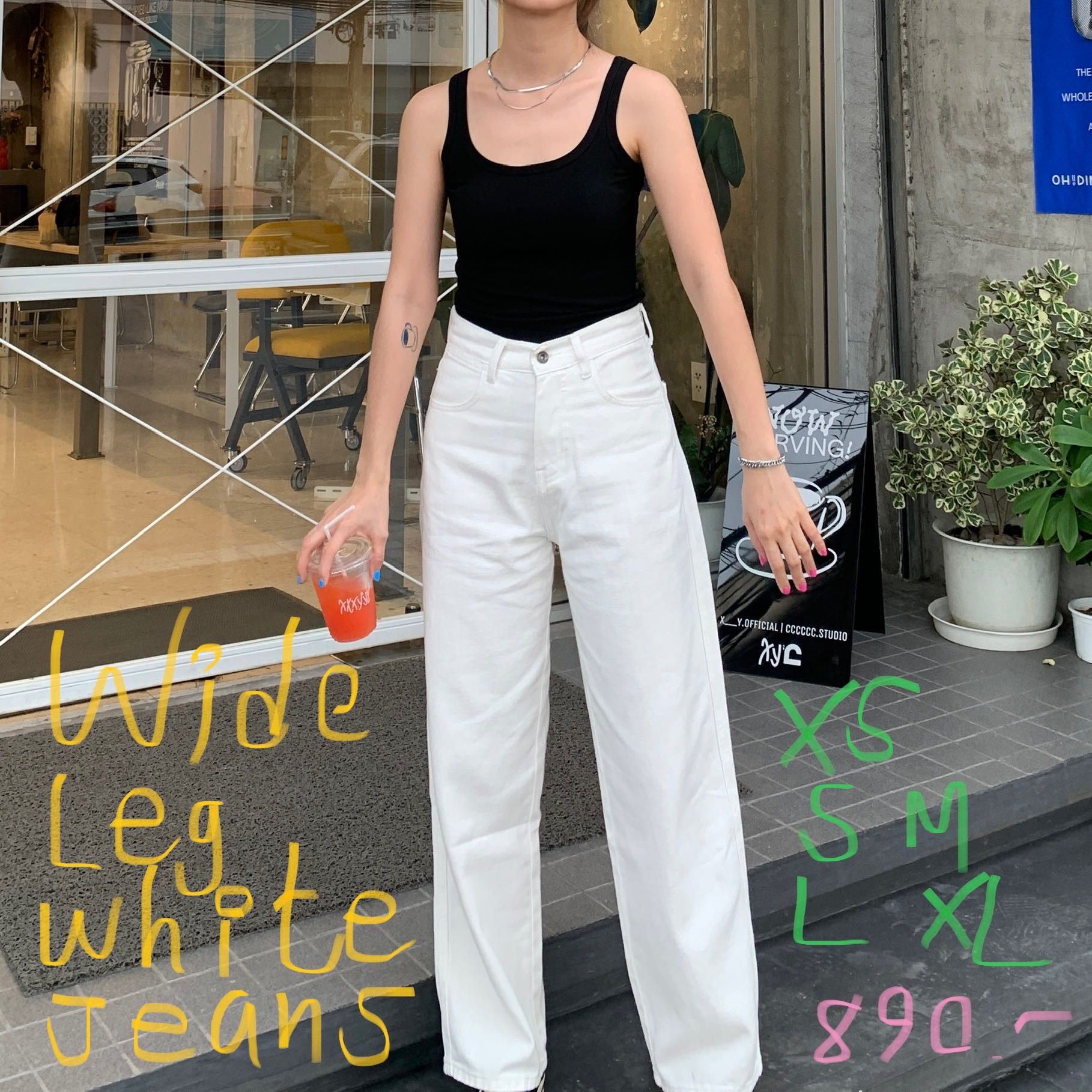 (PRE ORDER) WIDE LEG WHITE JEANS