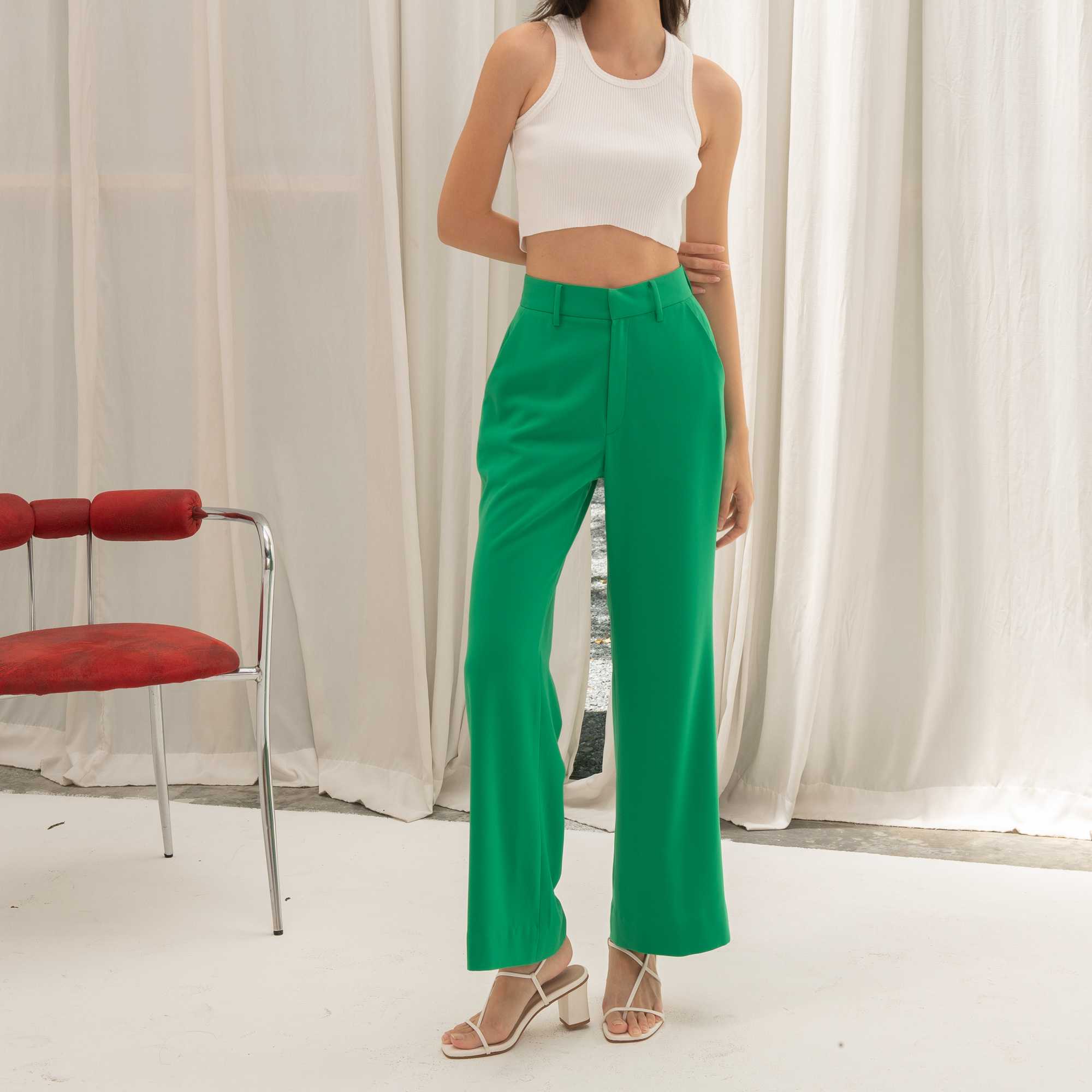 Classic Flare Pants - Apple Green