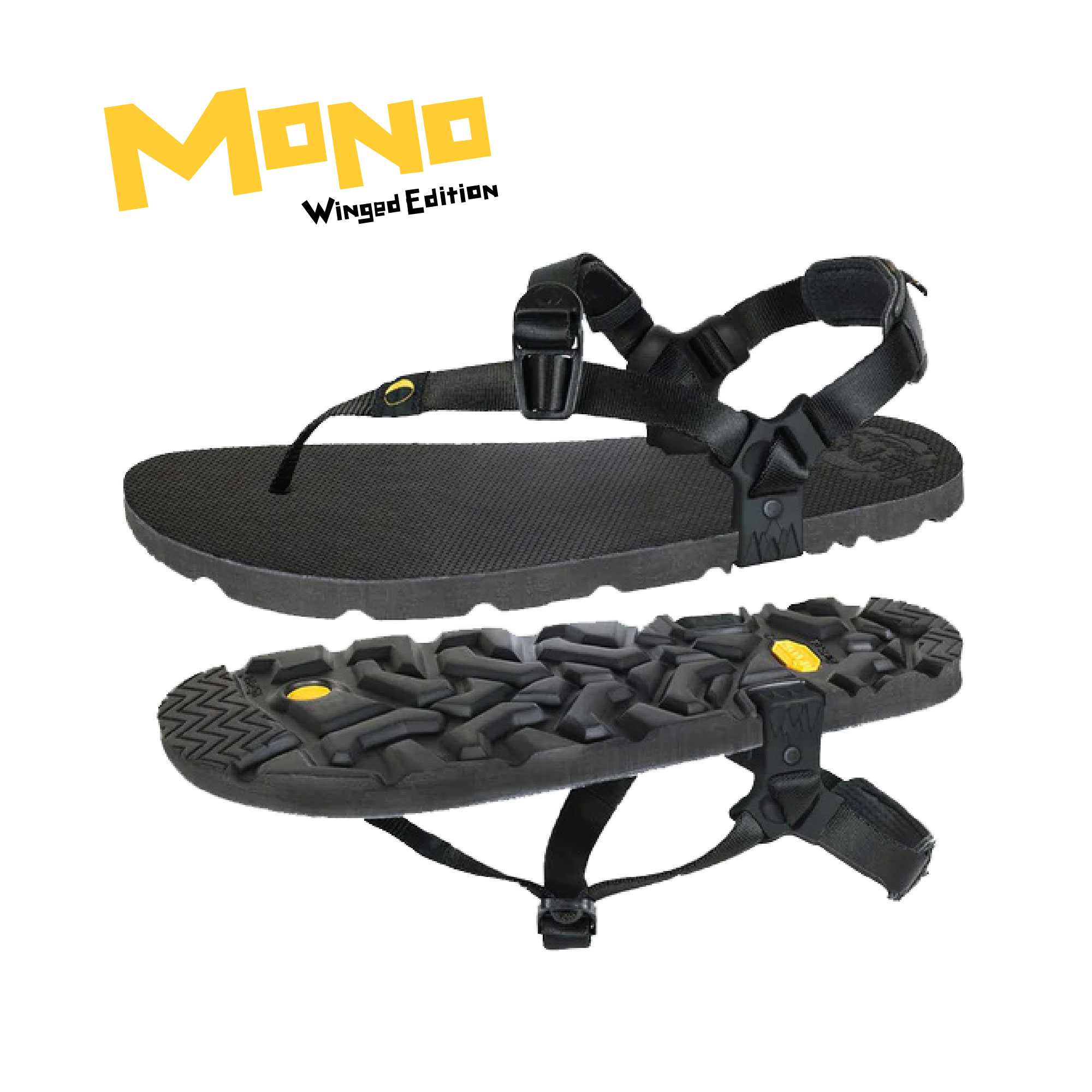 LUNA SANDALS MONO WINGED BLACK - รองเท้าแตะหนีบใช้วิ่ง/เดินถนน