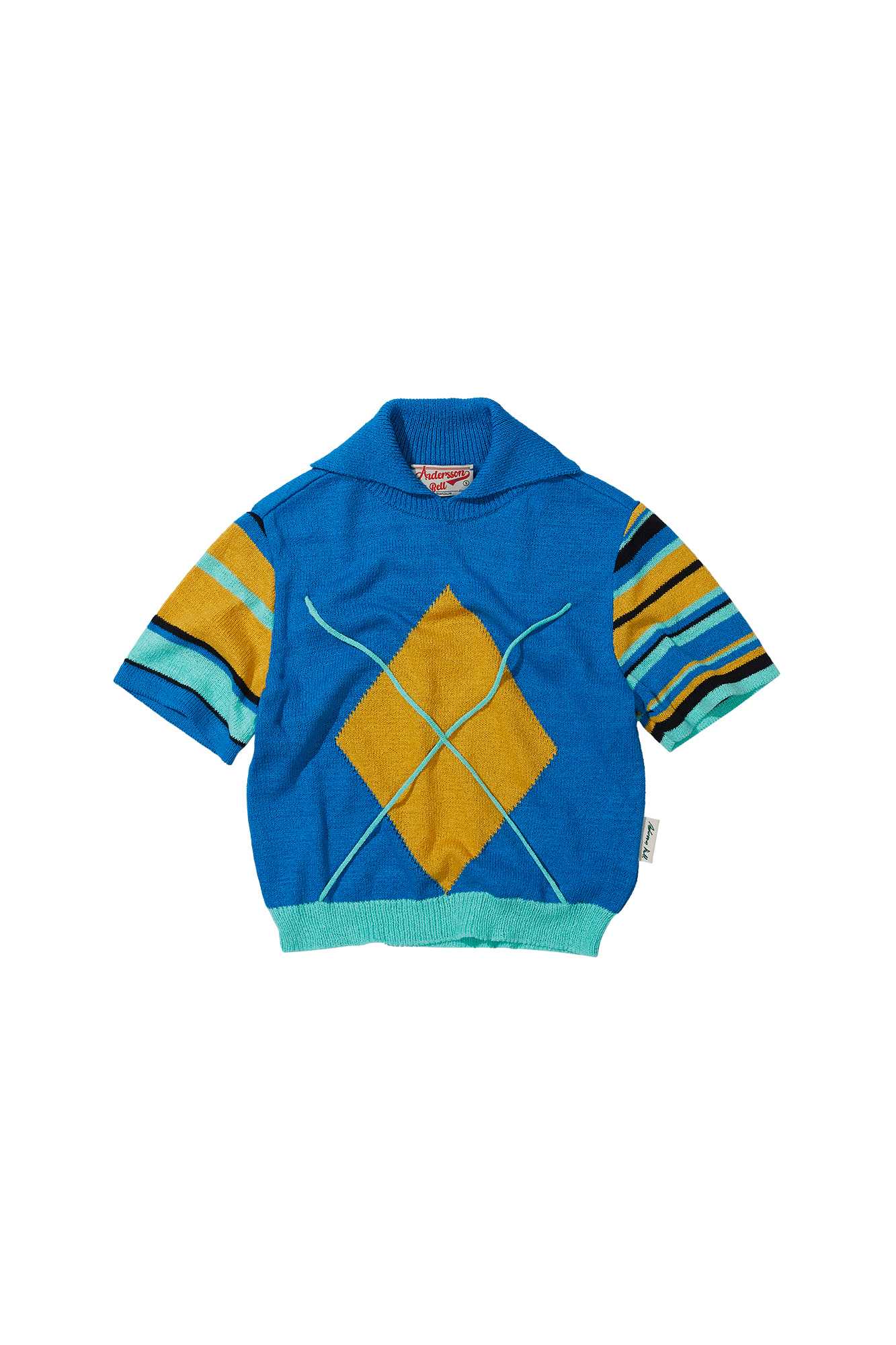 Andersson Bell | Argyle Stripe Polo Knit Top
