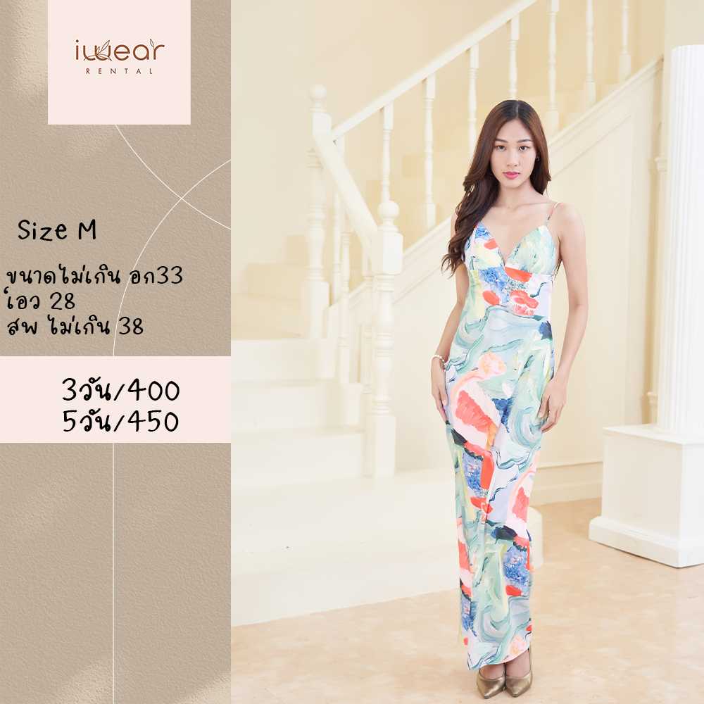 Ellen Maxi DRESS Floral Size M Fabriqueco สีเขียว