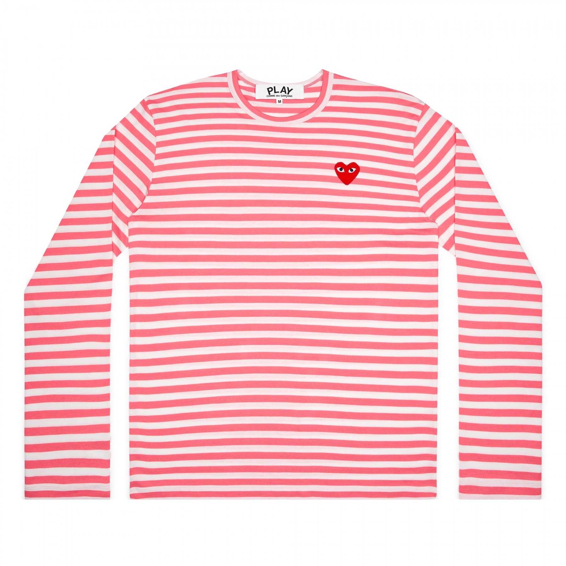 PLAY COMME DES GARCONS STRIPED L/S T-SHIRT (PINK x WHITE)