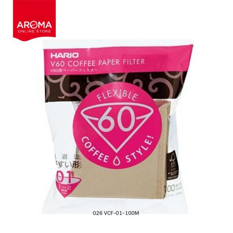 HARIO(026) V60 Paper Filter 01 M 100 Sheets(1แพ็คx100ใบ) สีน้ำตาล / VCF-01-100M