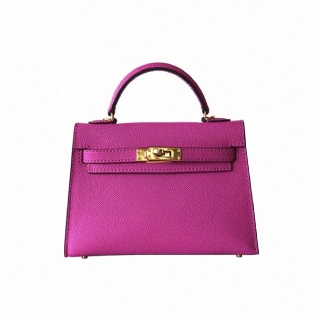 (Pre-order)หนังแท้100% กระเป๋าสะพายทรง Kelly Mini สี Magnolia