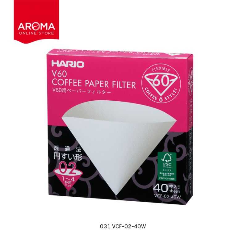 HARIO(031) V60 Paper Filter 02 W 40 Sheets(1กล่องx40ใบ)สีขาว / VCF-02-40W