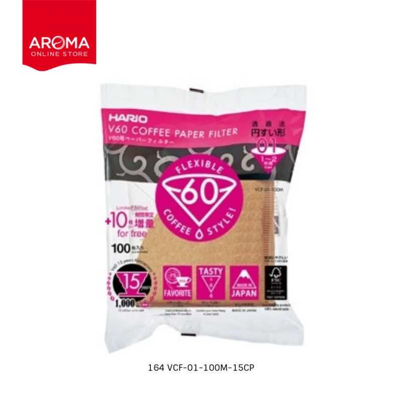 HARIO(164) V60 Paper Filter 01 M 110 Sheets (1แพ็คx110ใบ) / VCF-01-110M-15CP