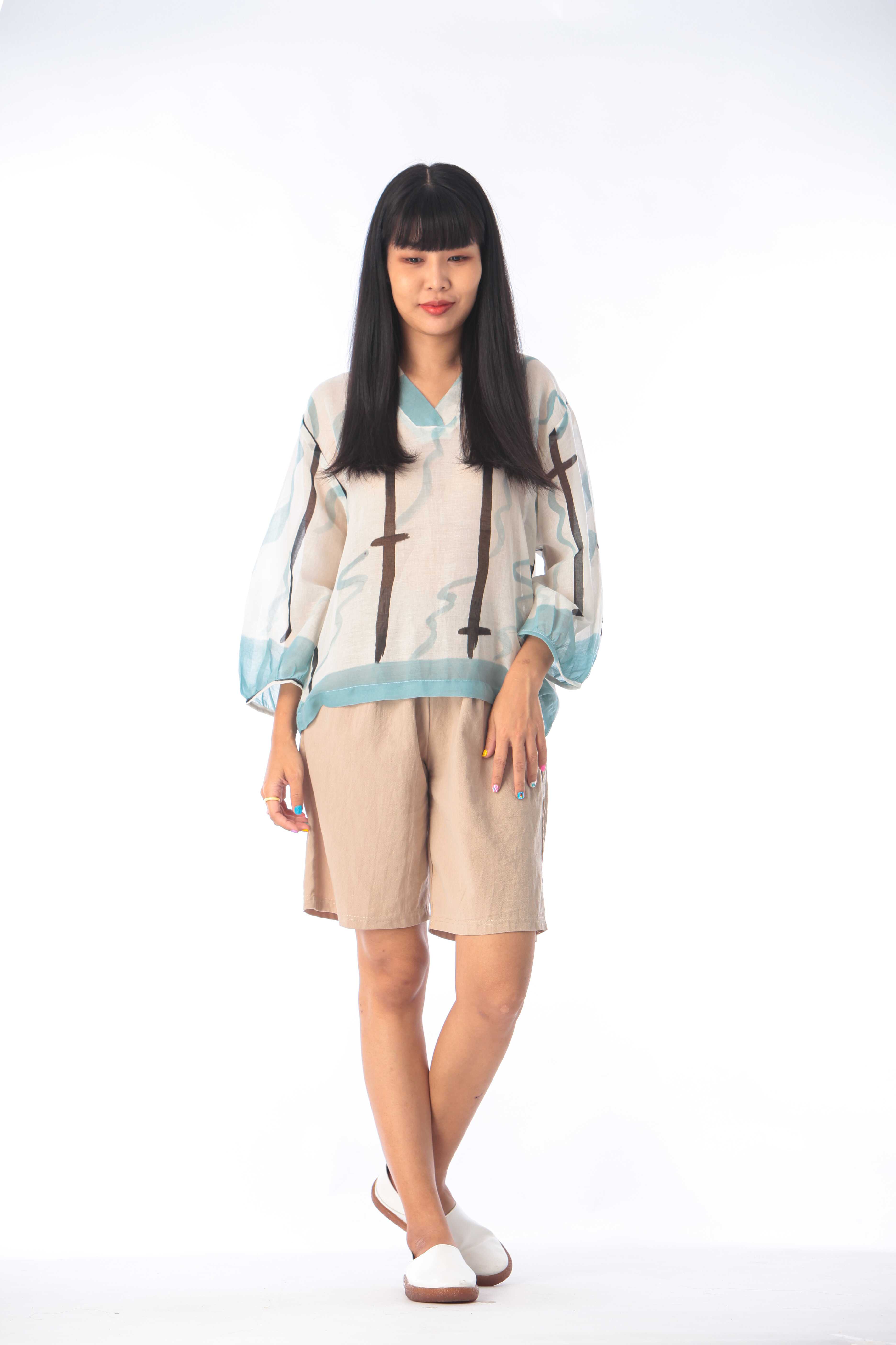 (Pre-order) Blouse แขนจั๊ม Cotton Voie Free Size