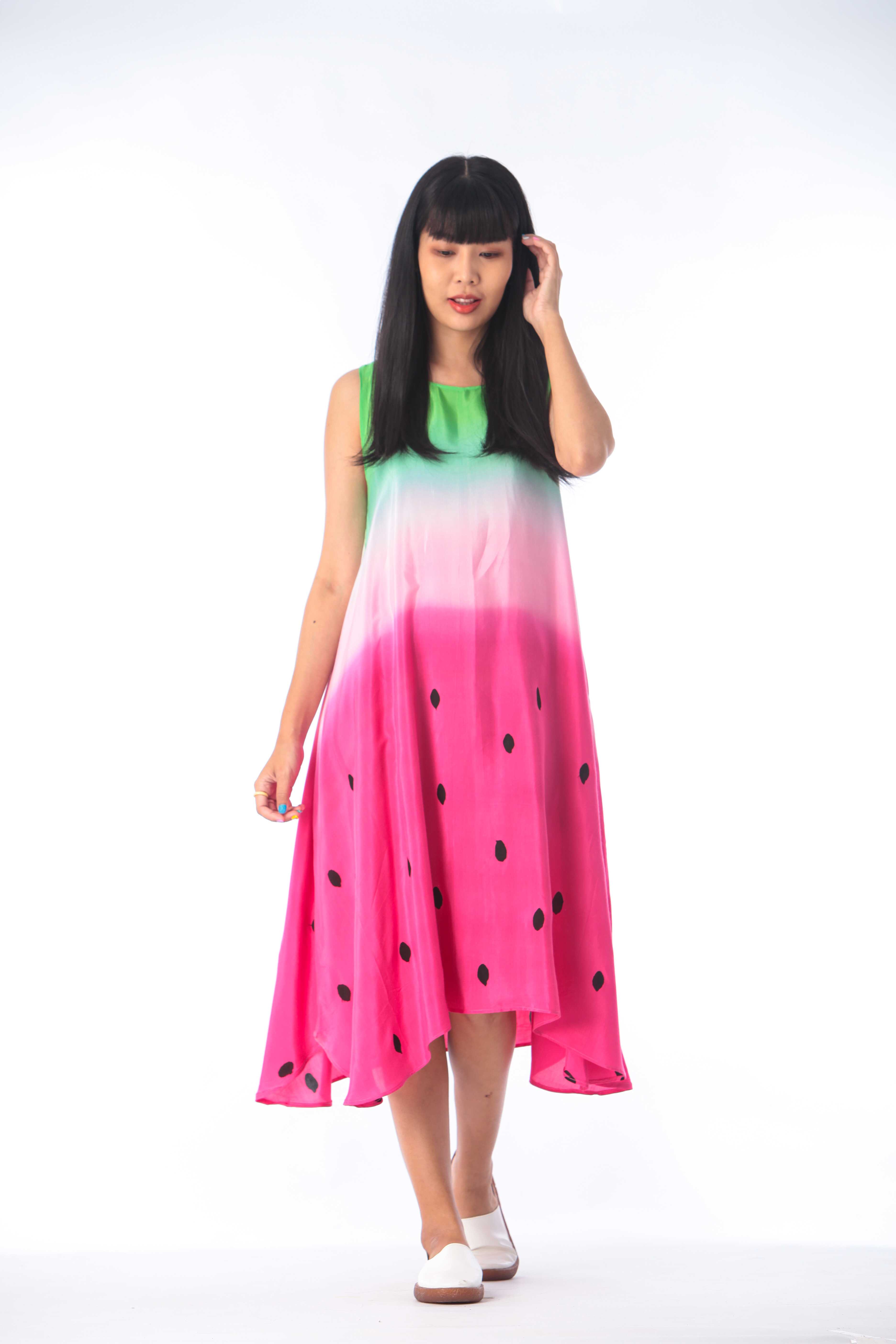 (Pre-order)Sac Sleeveless Dress Cotton Silk Hand paint