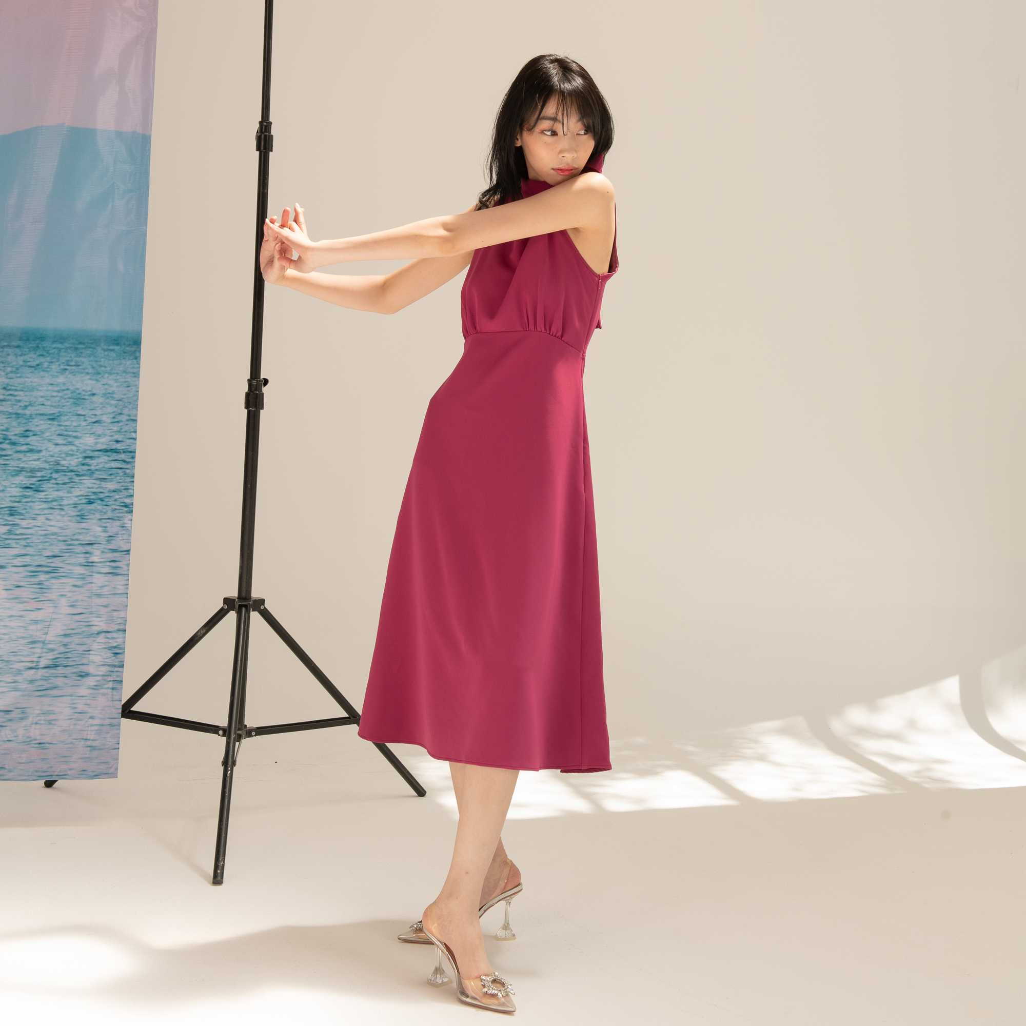 Marron Dress - Magenta Pink