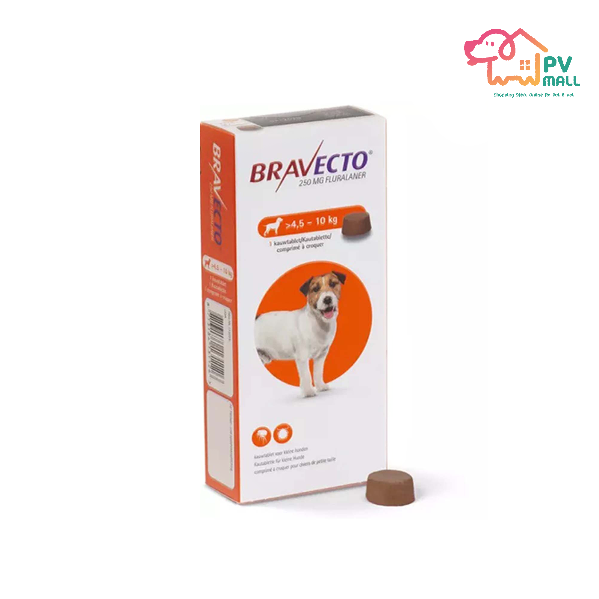 Bravecto ยากินป้องกันเห็บหมัด สำหรับสุนัข (น้ำหนัก 4.5-10 kg)