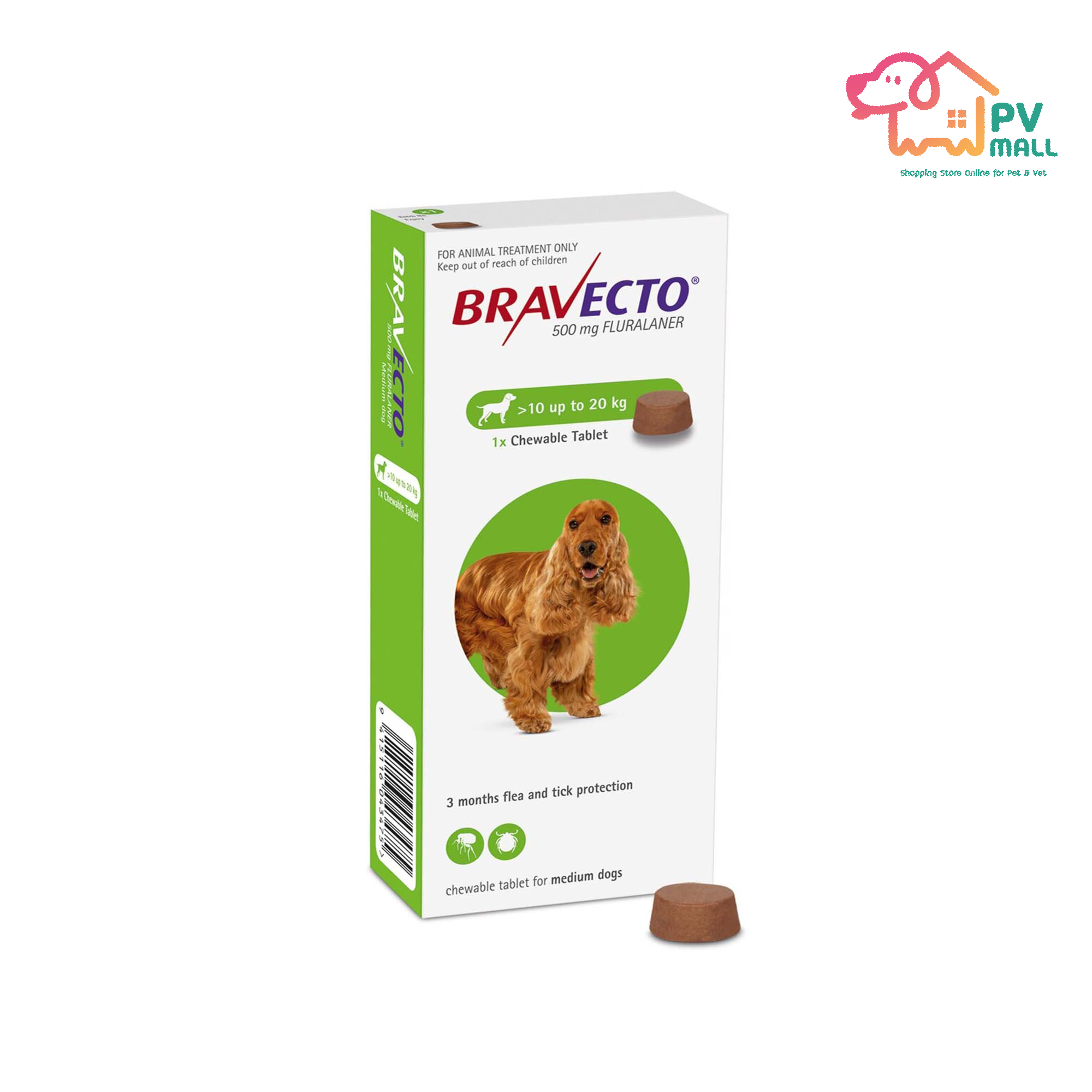 Bravecto ยากินป้องกันเห็บหมัด สำหรับสุนัข (น้ำหนัก 10-20 kg)