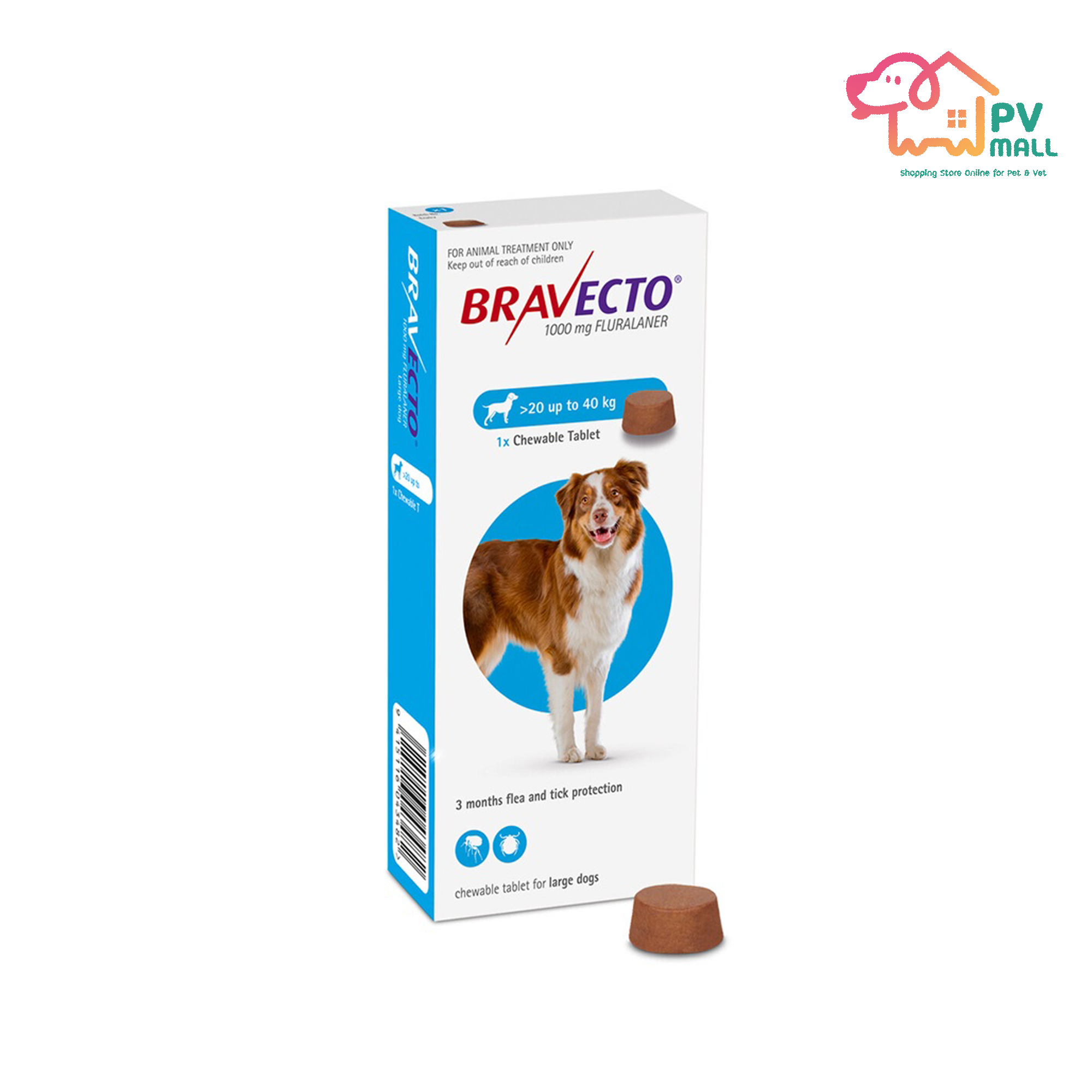 Bravecto ยากินป้องกันเห็บหมัด สำหรับสุนัข (น้ำหนัก 20-40 kg)
