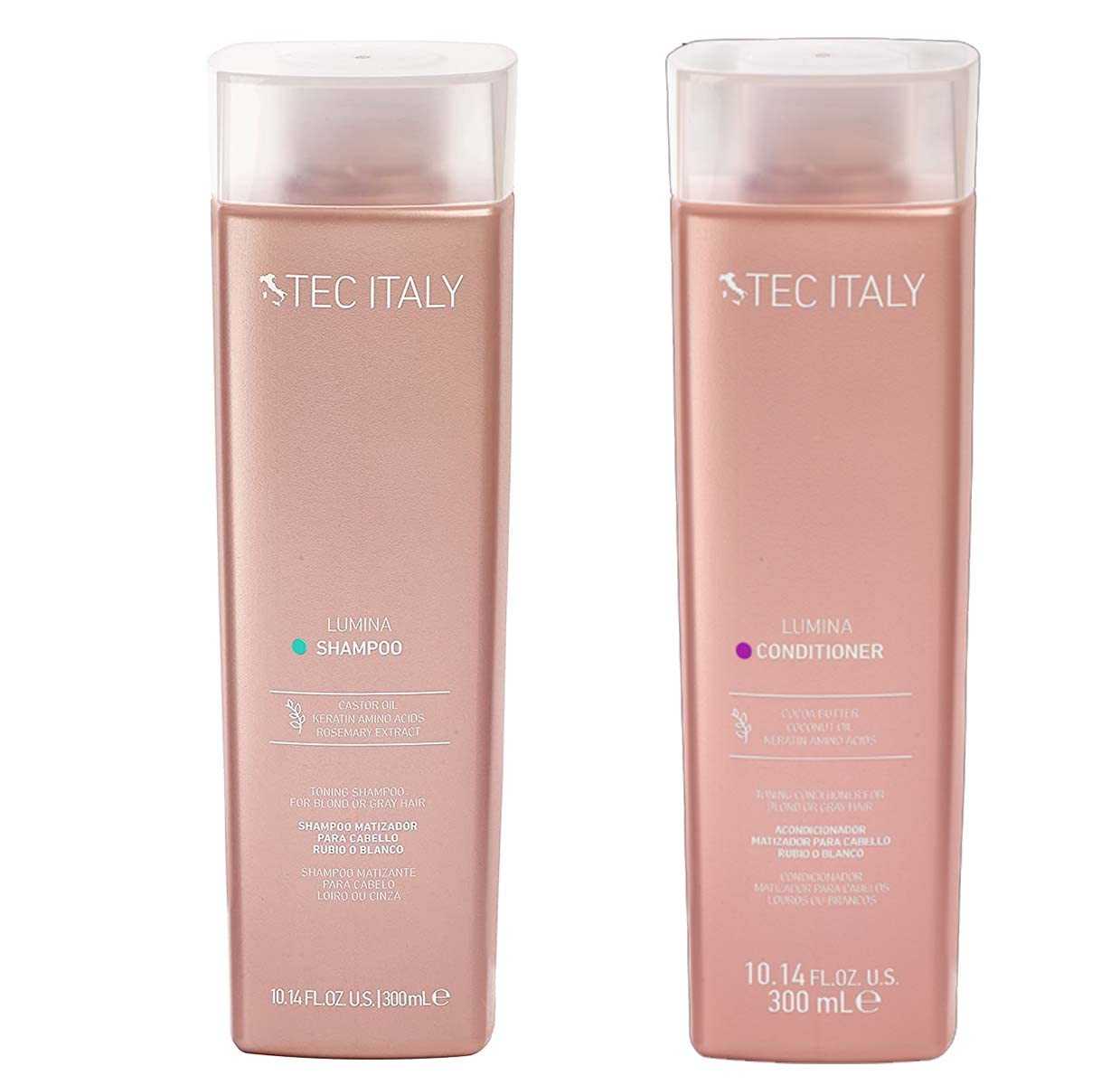 Tec Italy Lumina Shampoo + Conditioner 300ml แชมพูเนื้อสีม่วง เหมาะสำหรับผมสีบลอนด์หม่นหรือเทา